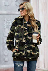 Sweat à capuche camouflage à demi-fermeture éclair